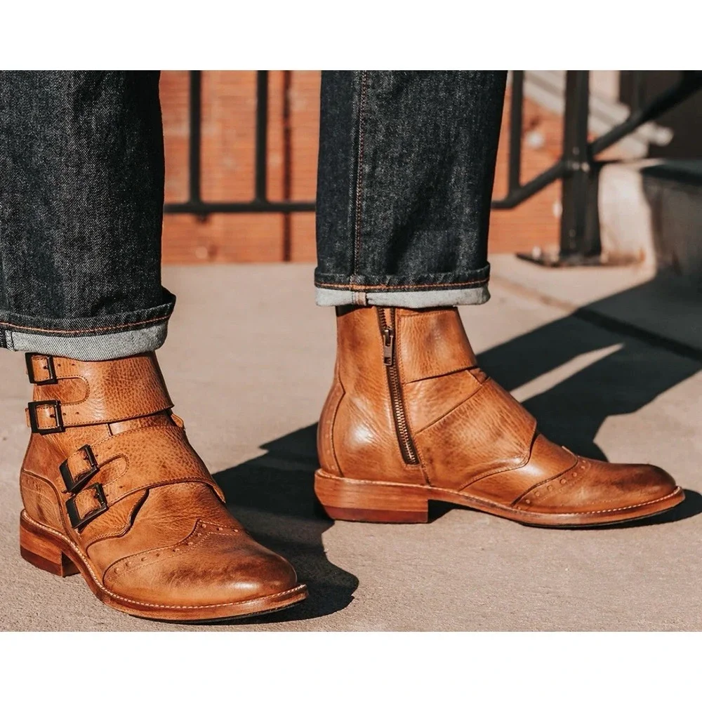 Freebird Penn. Men's Leather Buckle Brown Dress,‎ Casual Boots. NWB $295 Msrp